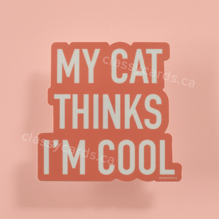 Cat Thinks Cool Vinyl Sticker