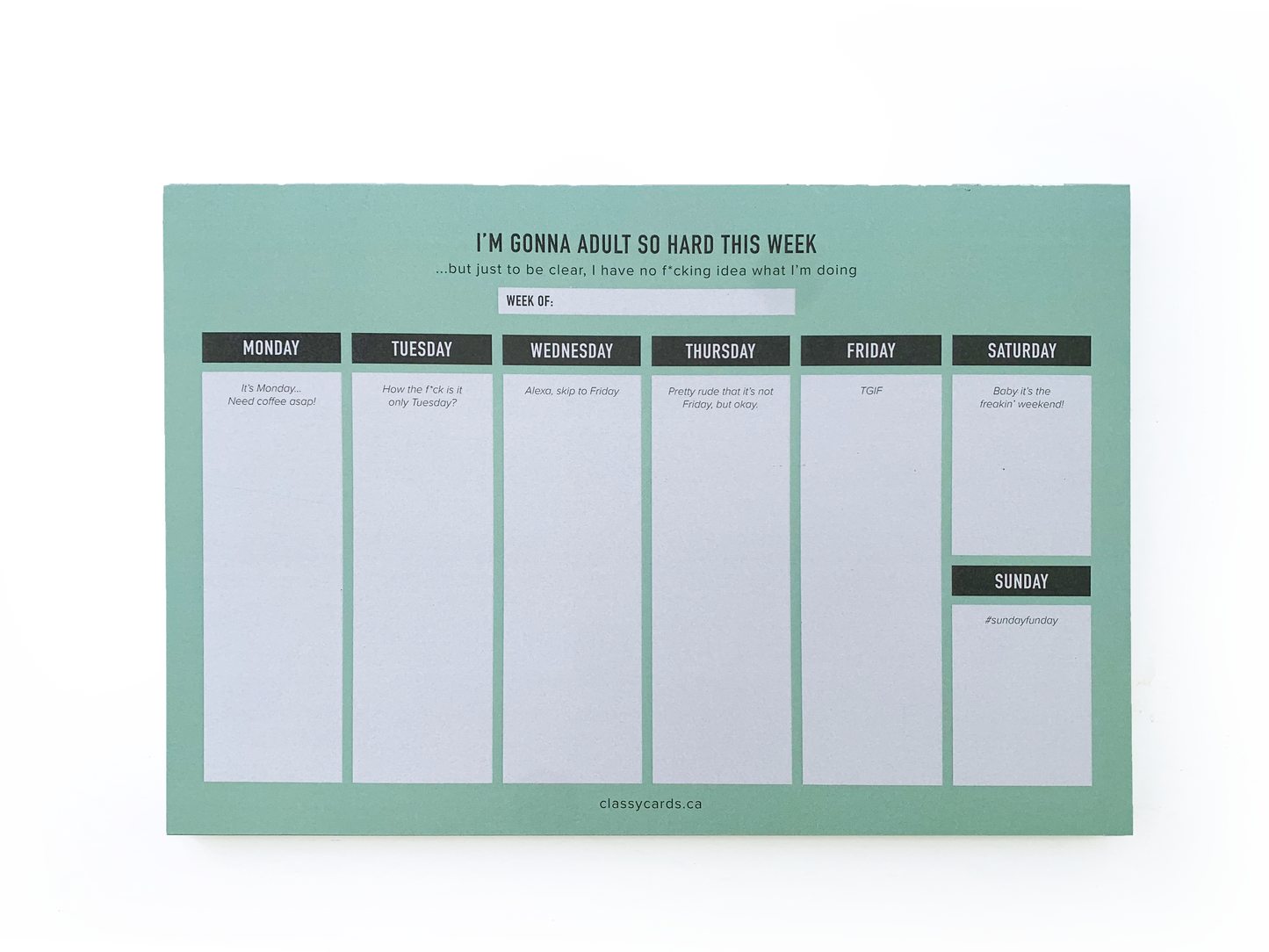 Adulting Weekly Planner Notepad