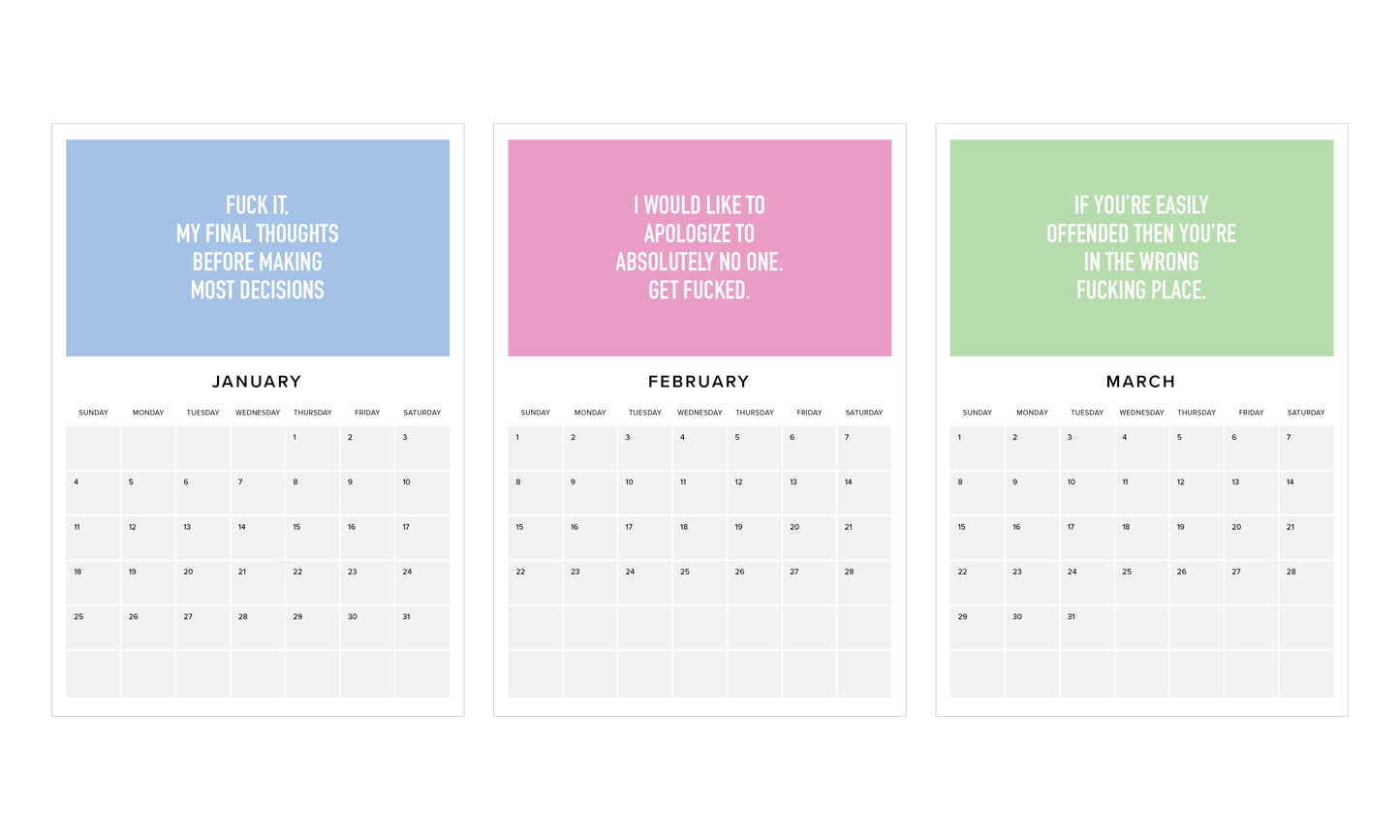 Tired and Bitter 2026 Calendar