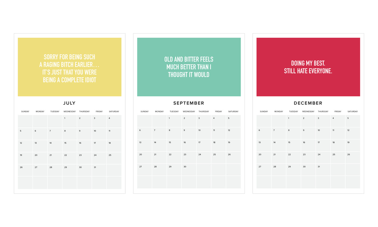 Tired and Bitter 2026 Calendar