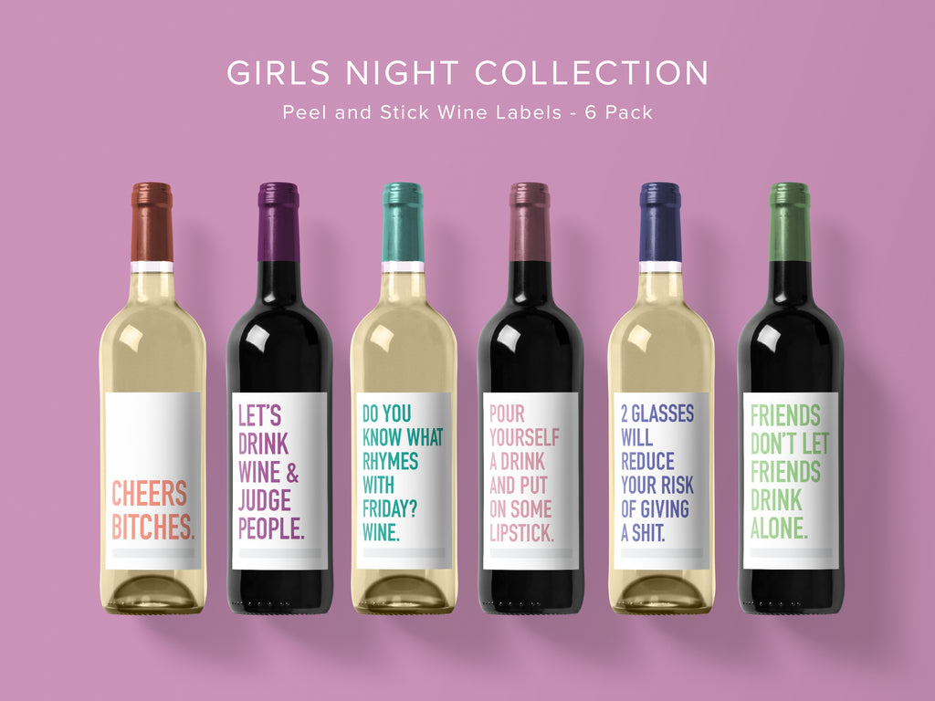 Girls Night Wine Labels