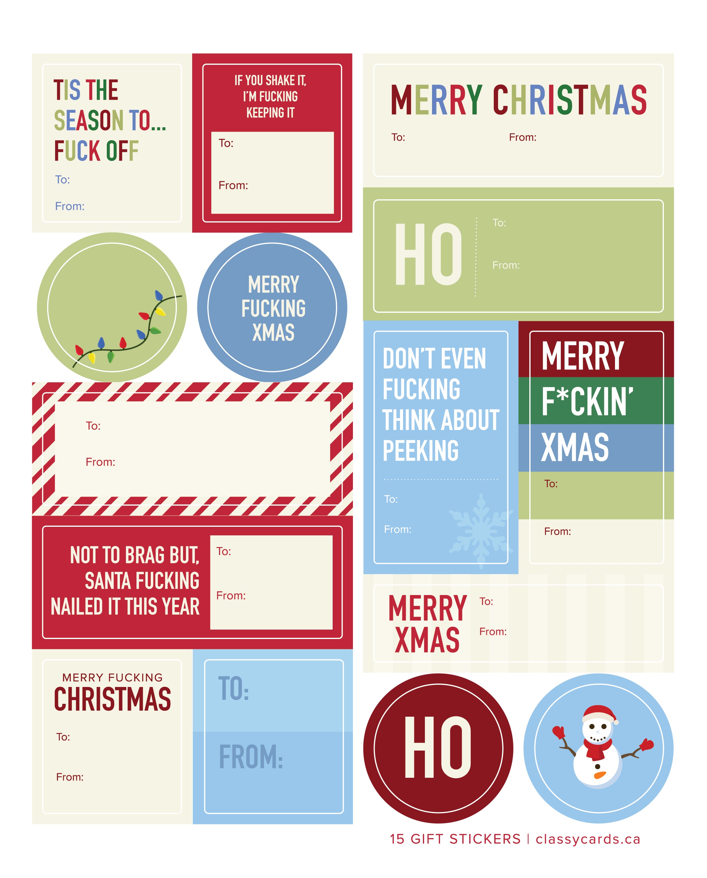 Gift Tag Sticker Sheets - Holiday – Classy Cards Creative