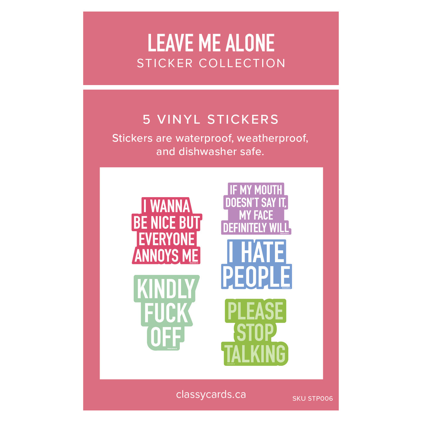 Left Out Sticker Leave Me Alone Sticker Collection - 5 Packp – Classy Cards Creative