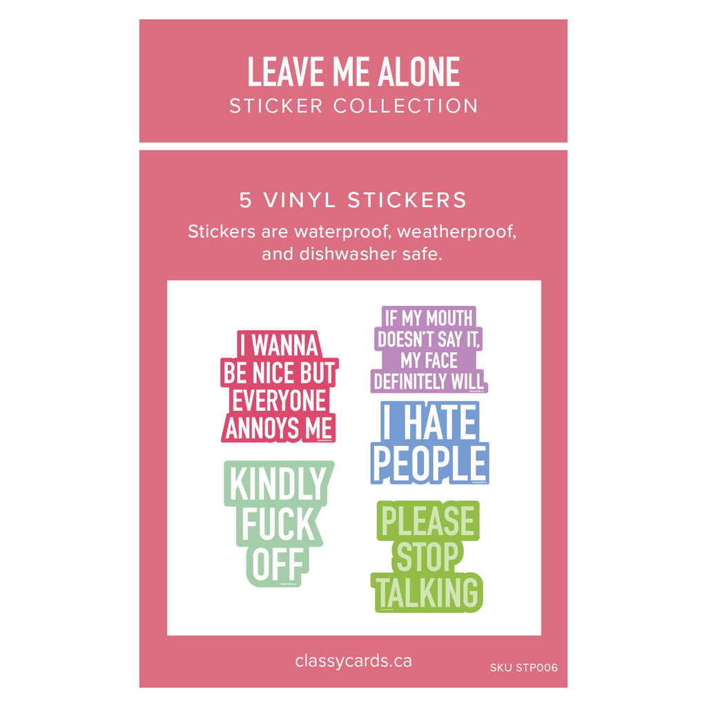 Leave Me Alone Sticker Collection - 5 Pack