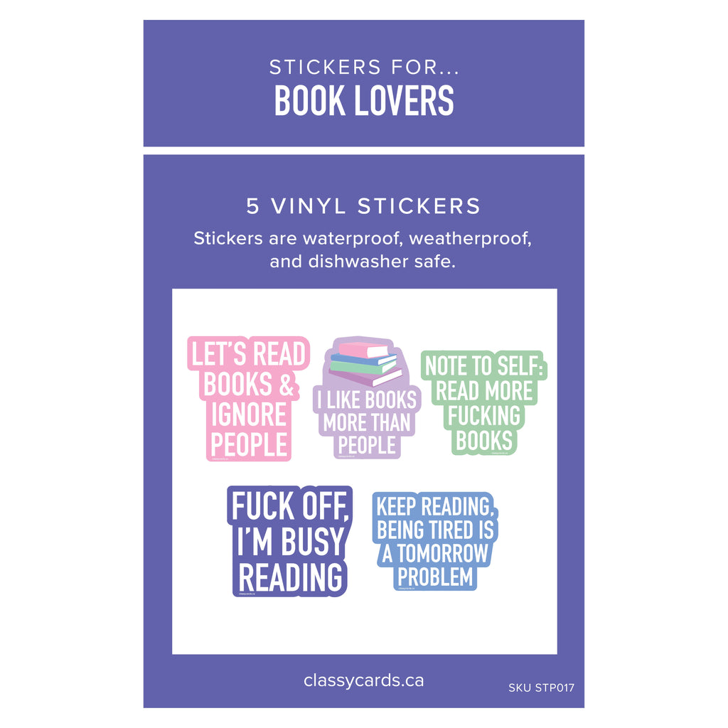 Book Lovers Sticker Collection - 5 Pack