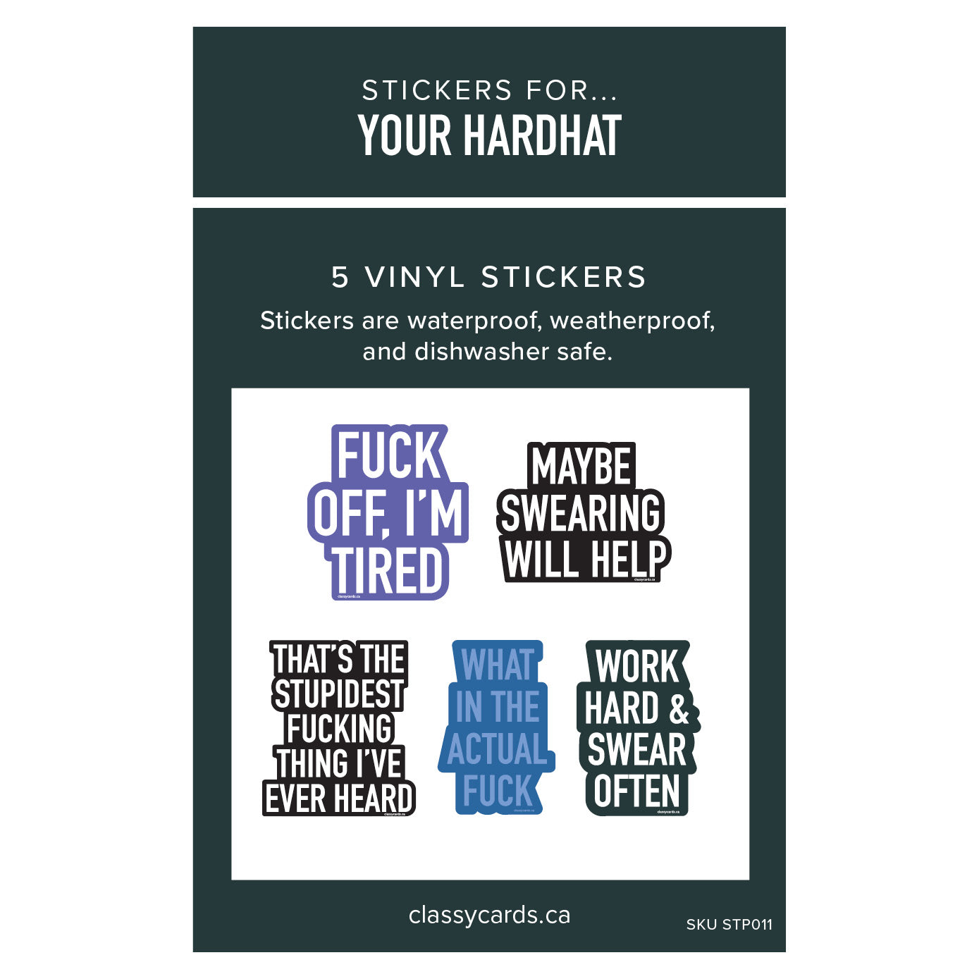 Stickers for Your Hardhat - 5 Pack – Classy Cards Creative