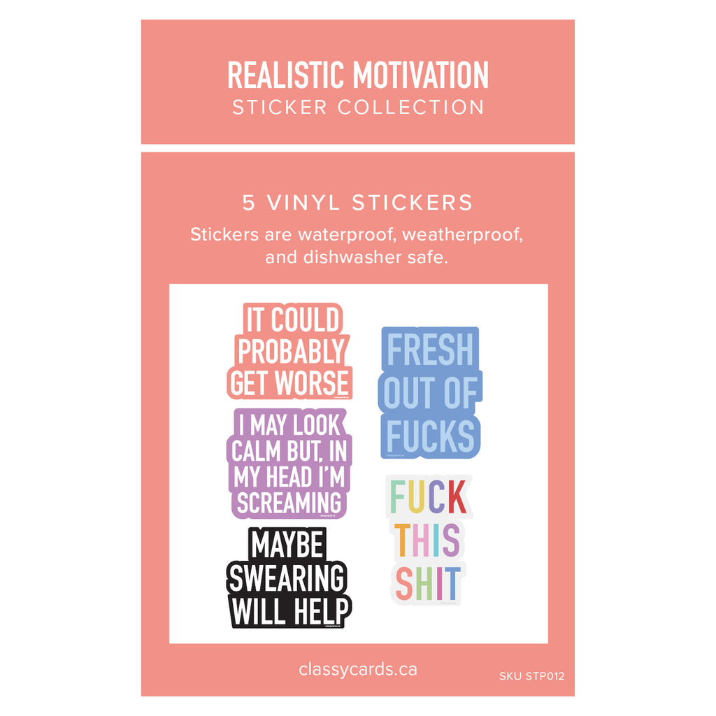 Realistic Motivation Sticker Collection - 5 Pack