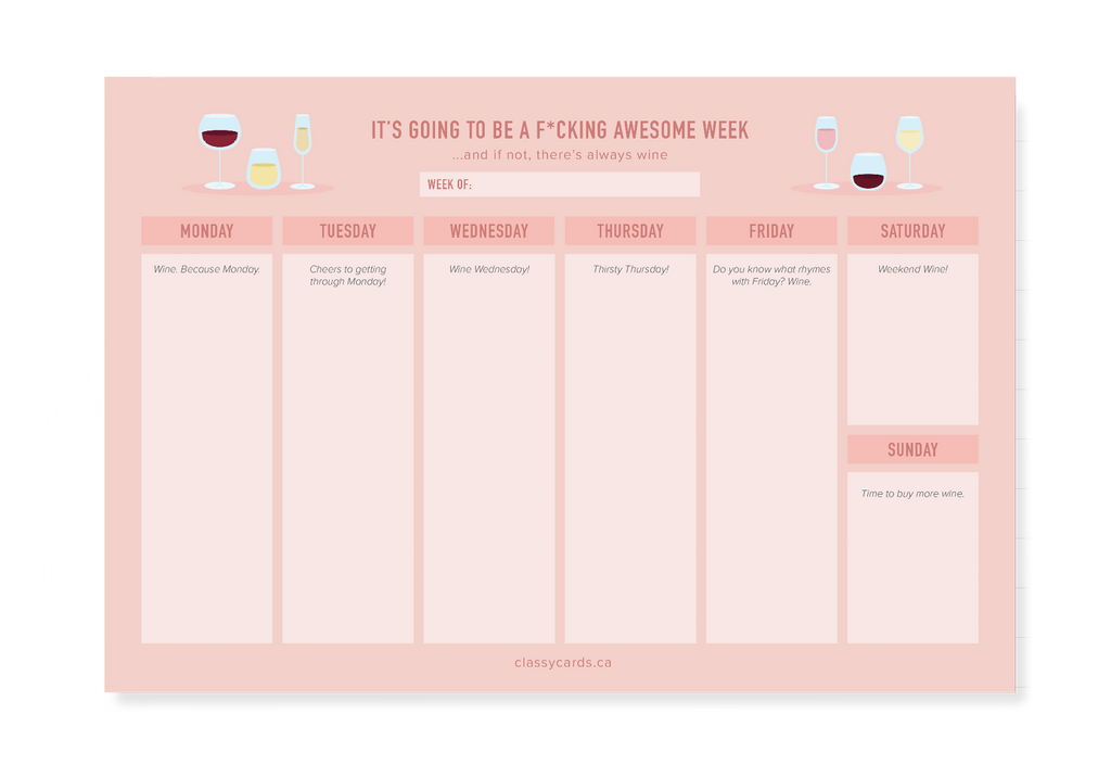 Wine Weekly Planner Notepad